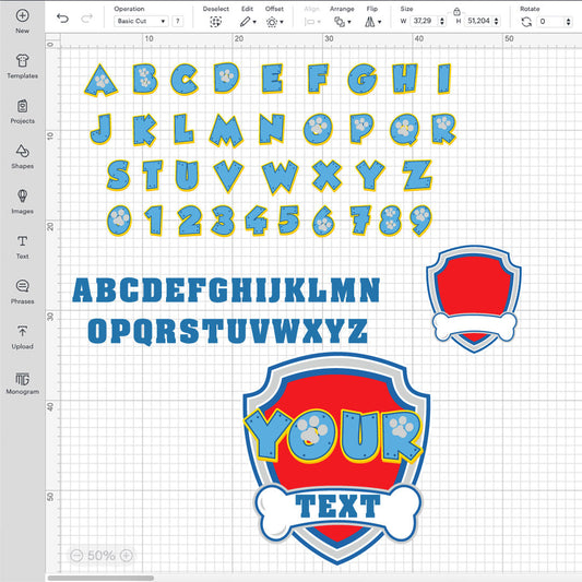 Layered Paw Patrol Alphabet SVG, Paw Patrol Font PNG, Cricut Numbers SVG