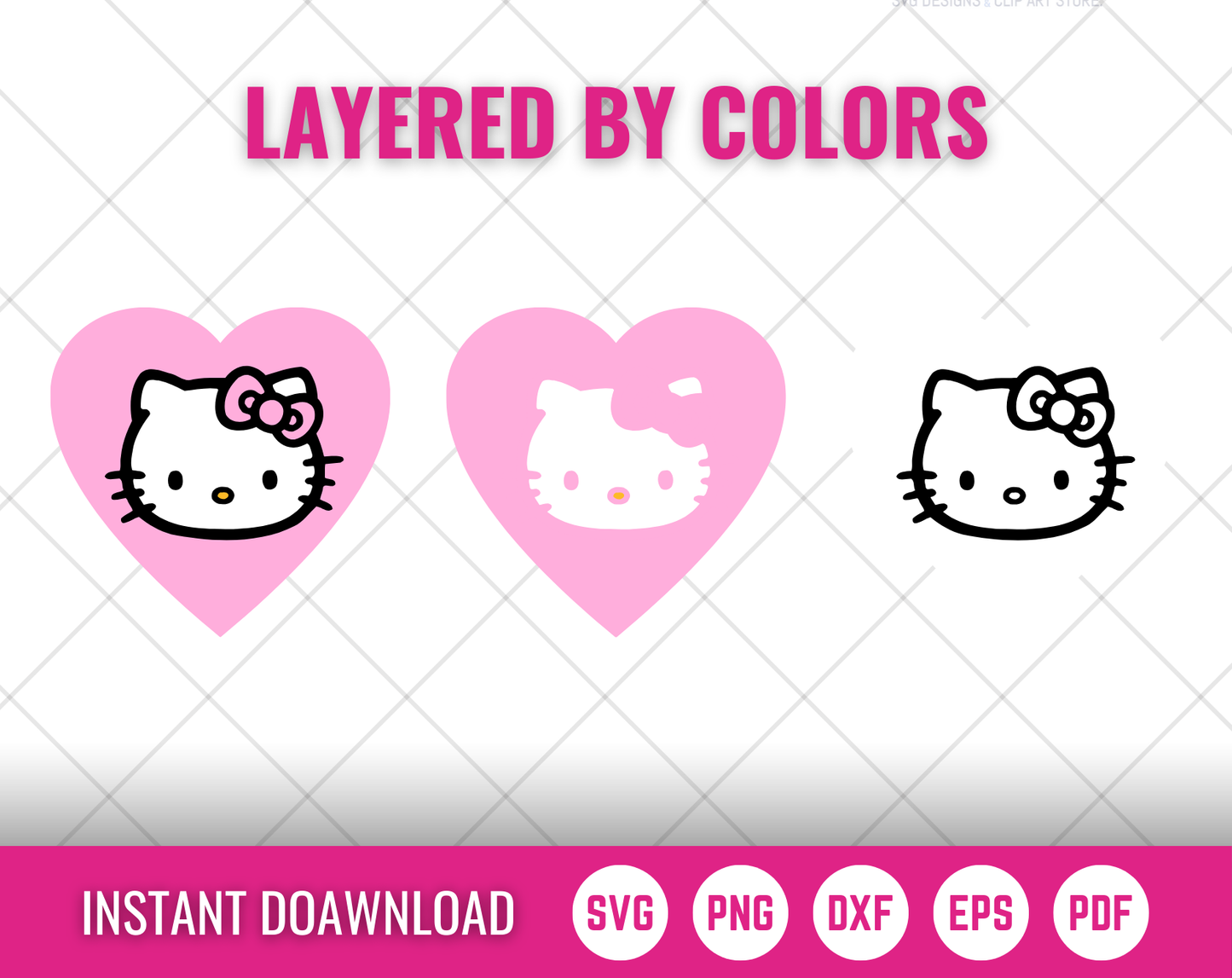 100 Hello Kitty Clipart, Hello Kitty SVG & PNG Files for Cricut / Silhouette