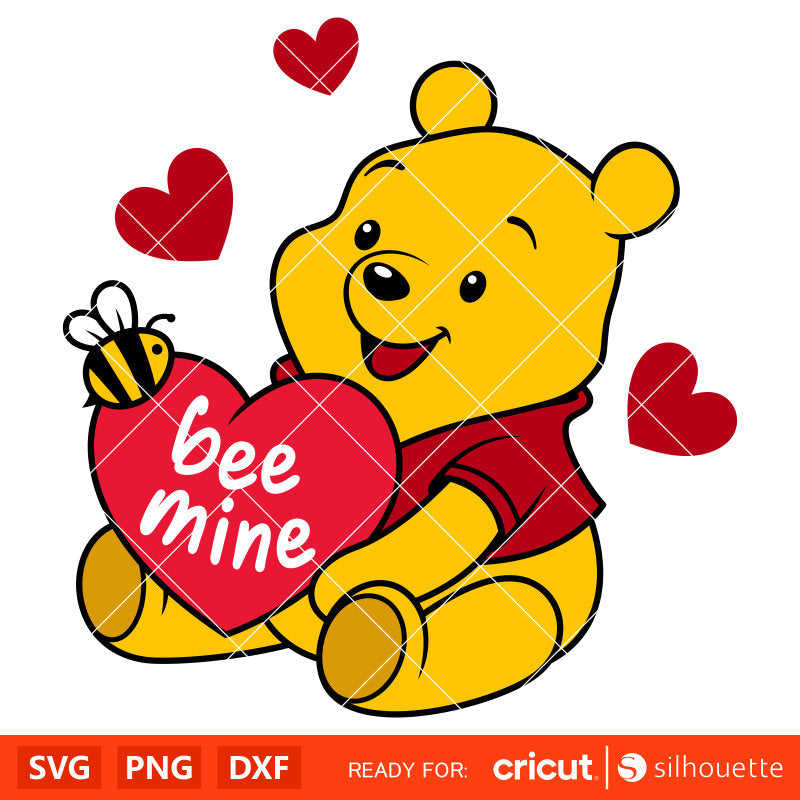 Bee Mine Winnie the Pooh Svg, Love Svg, Valentine’s Day Svg, Disney Svg, Cricut, Silhouette Vector Cut File