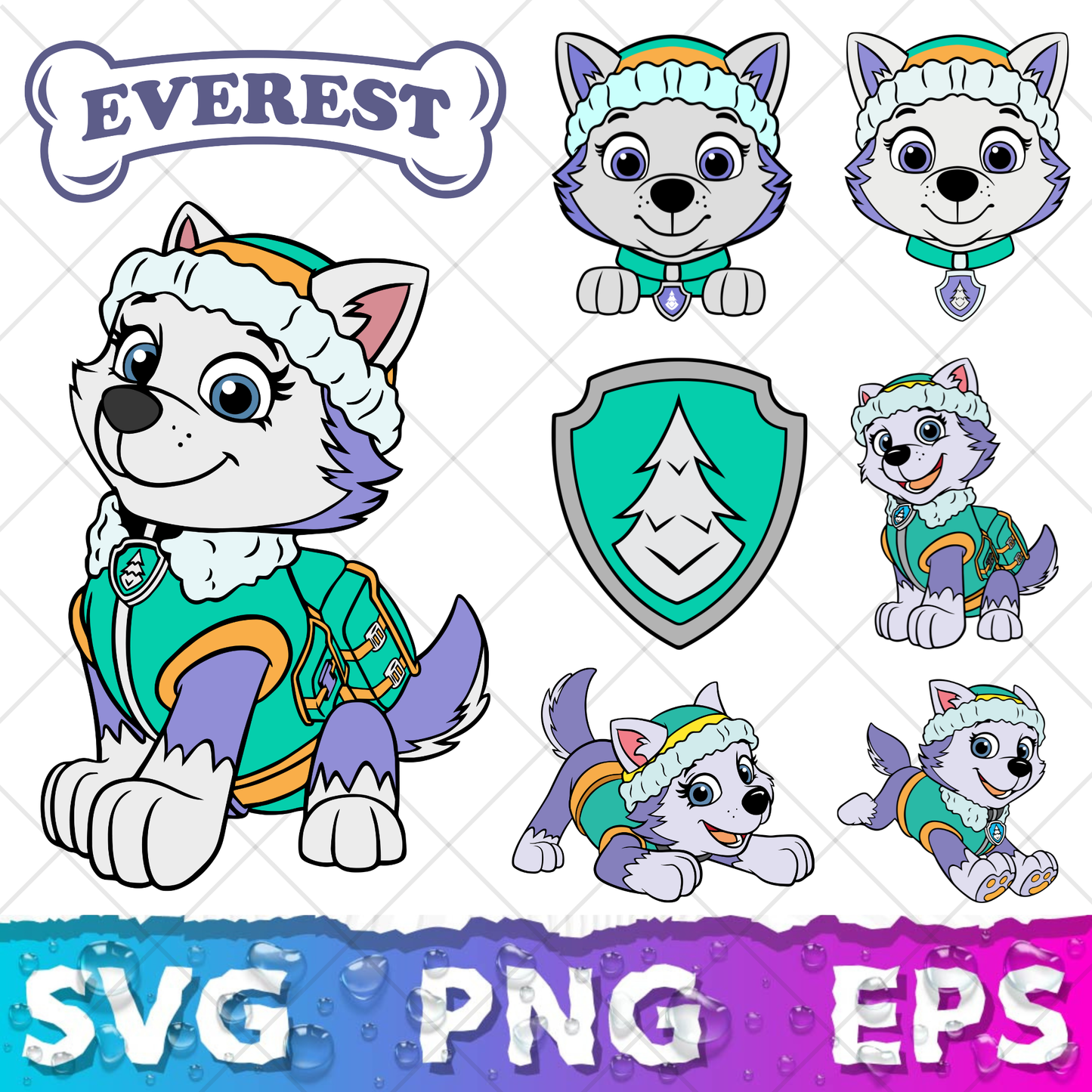 Everest Paw Patrol Clipart Bundle, Everest SVG & PNG Files for Cricut Silhouette