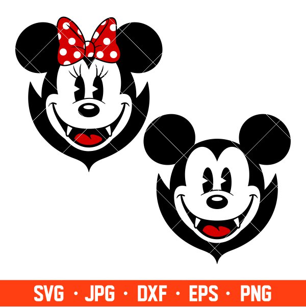 Halloween Vampire Mickey & Minnie Svg, Free Svg, Daily Freebies Svg, Cricut, Silhouette Vector Cut File