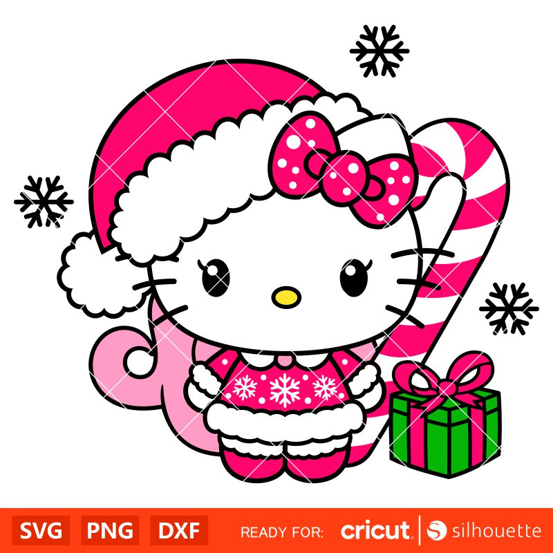 Hello Kitty Pink Santa Svg, Christmas Svg, Sanrio Christmas Svg, Kawaii Svg, Cricut, Silhouette Vector Cut File