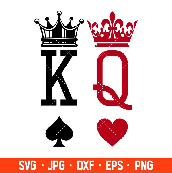 King Queen Svg, Valentine’s Day Svg, Couple Matching Svg, Love Svg, Cricut, Silhouette Vector Cut File