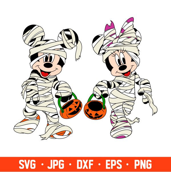 Halloween Mummy Mickey & Minnie Svg, Free Svg, Daily Freebies Svg, Cricut, Silhouette Vector Cut File