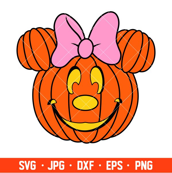 Pumpkin Head Minnie Mouse Svg, Free Svg, Daily Freebies Svg, Cricut, Silhouette Vector Cut File