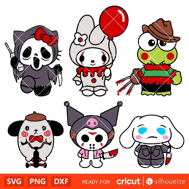 Halloween Hello Kitty SVG, Pumpkin Hello Kitty Clipart, SVG & PNG Files for Cricut / Silhouette
