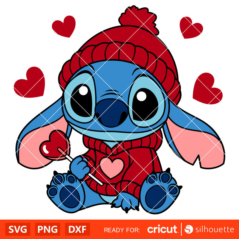 Stitch Valentine Candy Heart Svg, Love Svg, Valentine’s Day Svg, Disney Svg, Cricut, Silhouette Vector Cut File