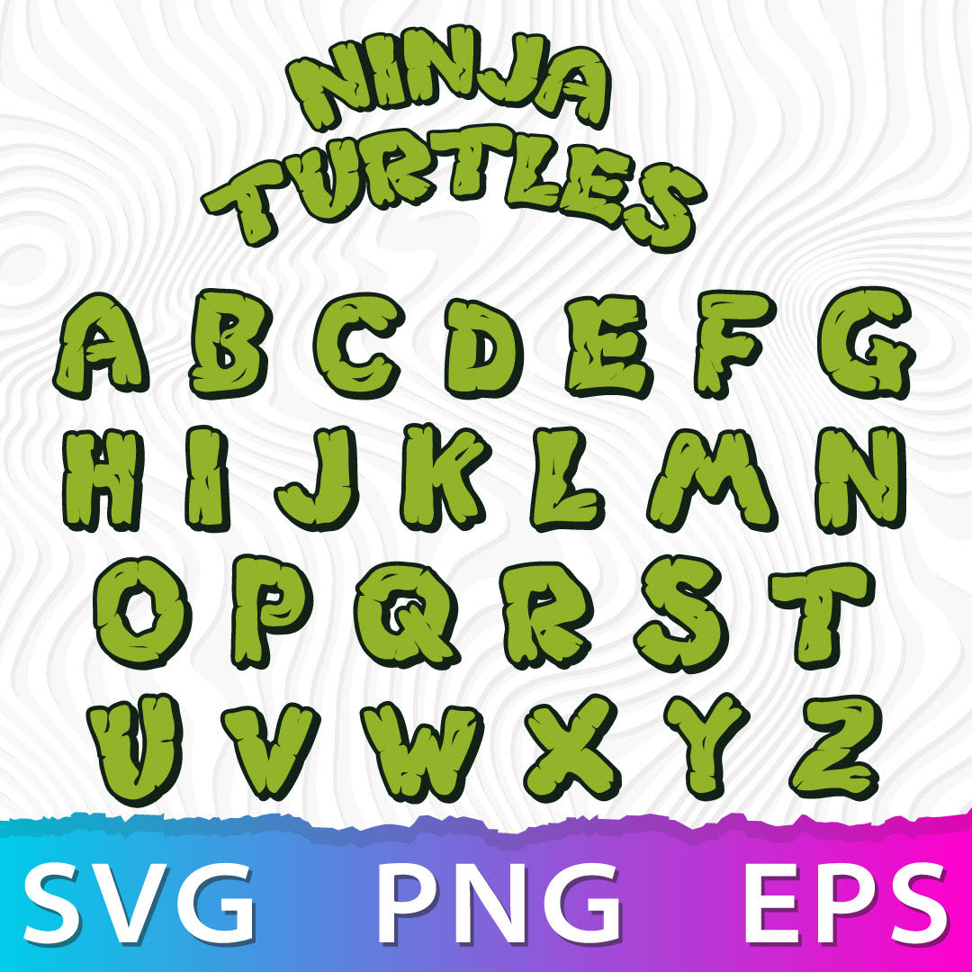 Ninja Turtles Alphabet SVG, Ninja Turtles Font PNG, Cricut Numbers SVG