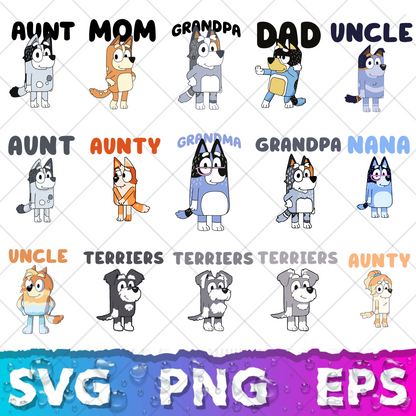 Bluey Clipart Bundle, 200 Bluey SVG & PNG Files for Cricut / Silhouette