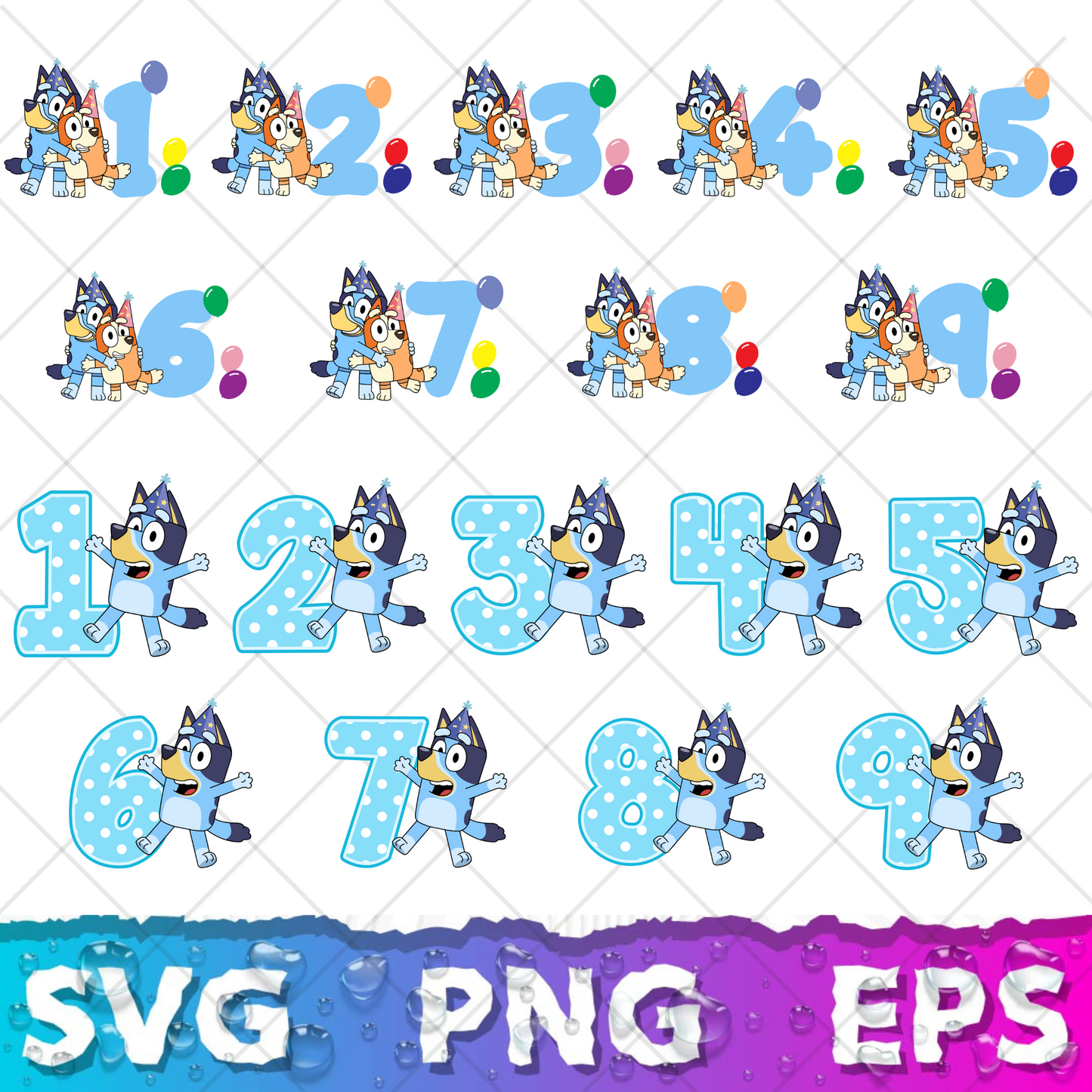 Bluey Clipart Bundle, 200 Bluey SVG & PNG Files for Cricut / Silhouette