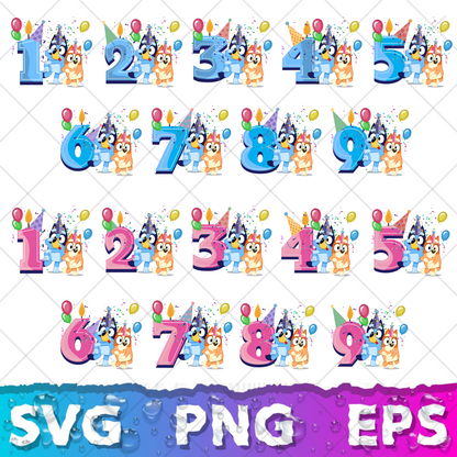 Bluey Clipart Bundle, 200 Bluey SVG & PNG Files for Cricut / Silhouette