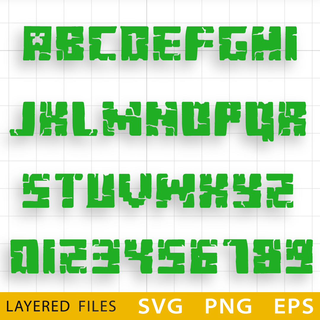 Minecraft Alphabet SVG, Minecraft Font PNG, Cricut Numbers SVG