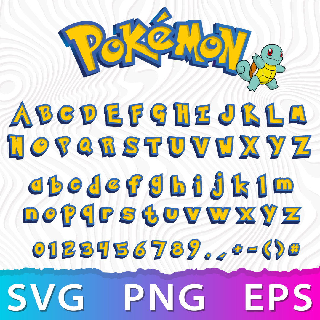 Alphabet Pokemon SVG, Pokemon Layered Font SVG, Cricut Numbers SVG