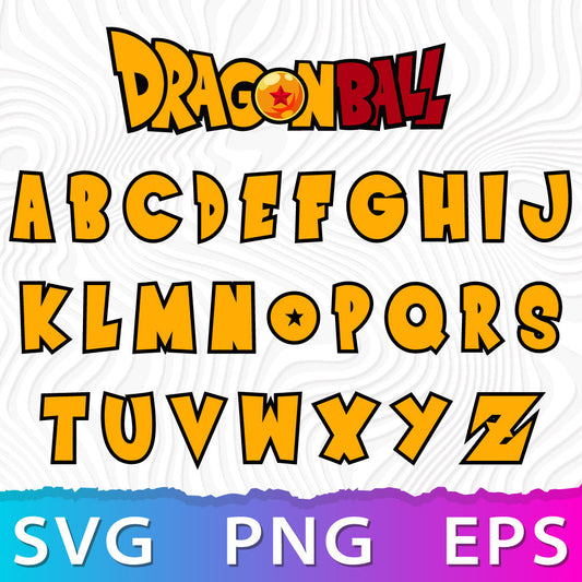 Alphabet Dragon Ball SVG, Dragon Ball Layered Font SVG, Cricut Numbers SVG
