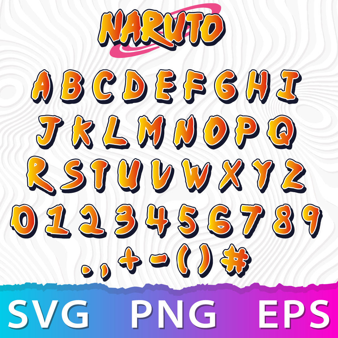 Alphabet Naruto SVG, Naruto Layered Font SVG, Cricut Numbers SVG