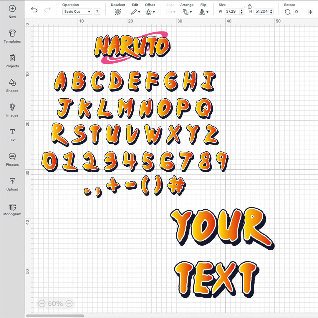 Alphabet Naruto SVG, Naruto Layered Font SVG, Cricut Numbers SVG