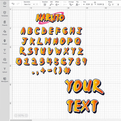 Alphabet Naruto SVG, Naruto Layered Font SVG, Cricut Numbers SVG