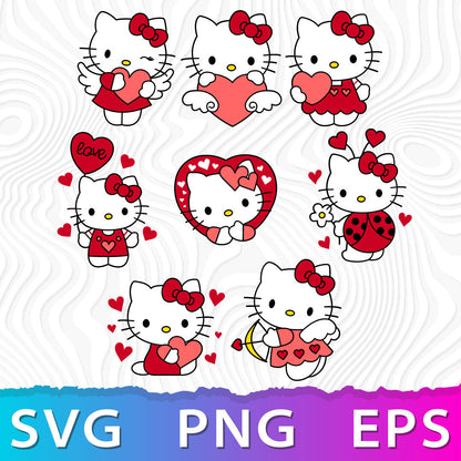 Hello Kitty Clipart Bundle, Hello Kitty SVG & PNG Files for Cricut / Silhouette