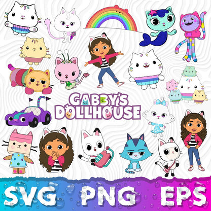 Gabbys Dollhouse Clipart Bundle, Gabby Dollhouse SVG & PNG Files for Cricut / Silhouette