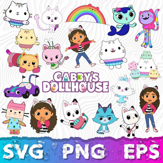 Gabbys Dollhouse Clipart Bundle, Gabby Dollhouse SVG & PNG Files for Cricut / Silhouette