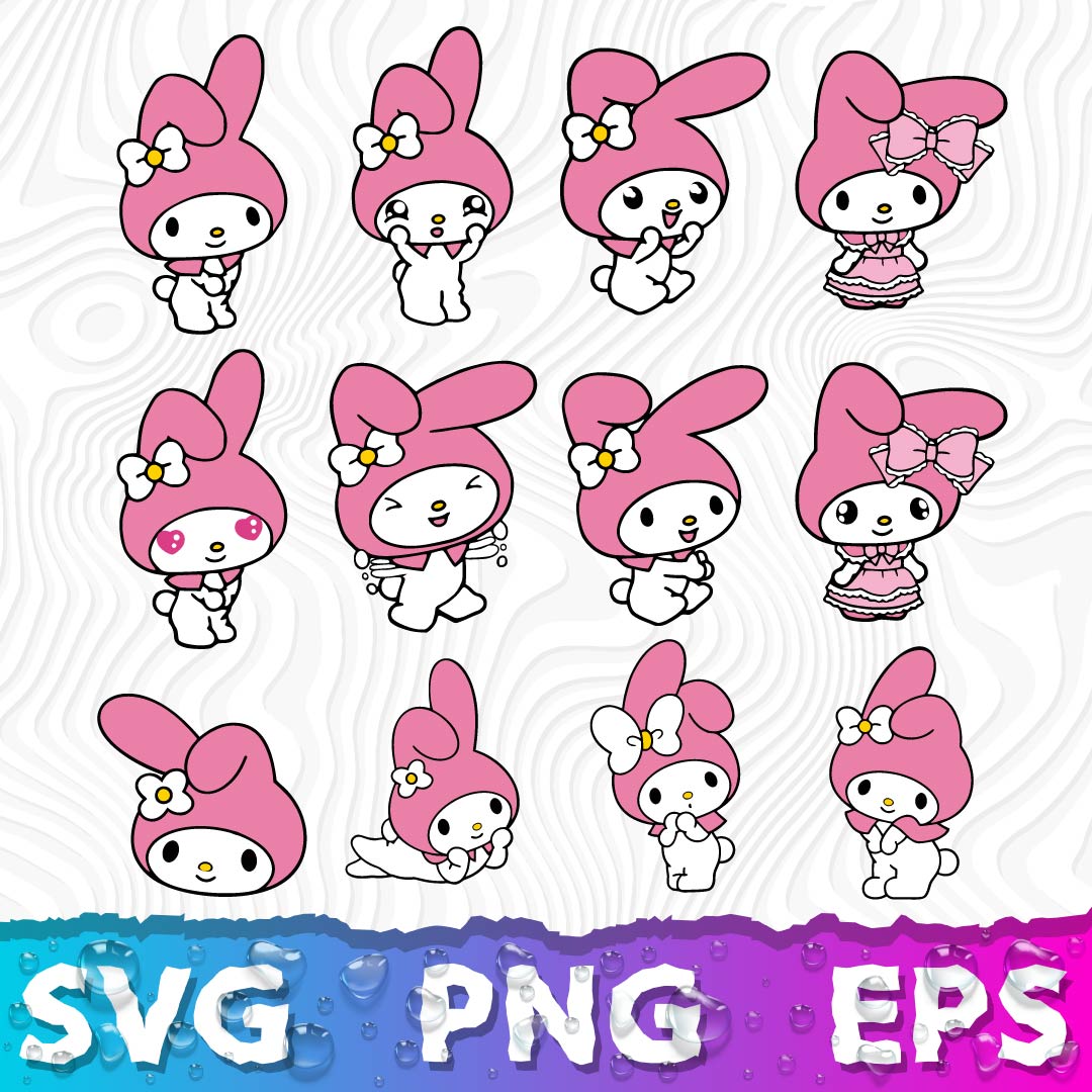 Hello Kitty Clipart Bundle, Hello Kitty SVG & PNG Files for Cricut / Silhouette