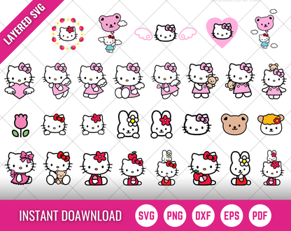 100 Hello Kitty Clipart, Hello Kitty SVG & PNG Files for Cricut / Silhouette