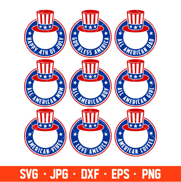 4th Of July Coffee Rings Bundle Svg, Starbucks Svg, Coffee Ring Svg, Cold Cup Svg, Cricut, Silhouette Vector Cut File