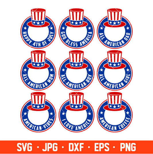 4th Of July Coffee Rings Bundle Svg, Starbucks Svg, Coffee Ring Svg, Cold Cup Svg, Cricut, Silhouette Vector Cut File