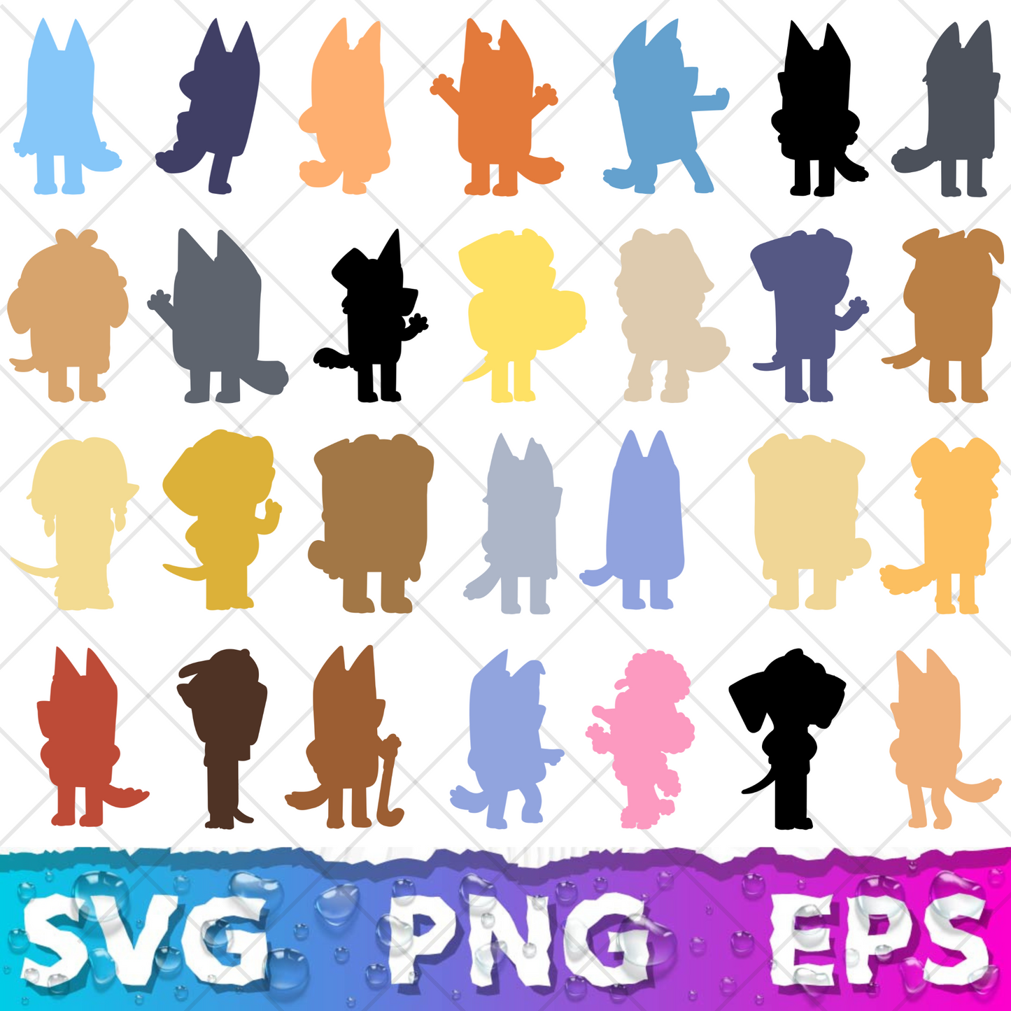 Bluey Clipart Bundle, 200 Bluey SVG & PNG Files for Cricut / Silhouette