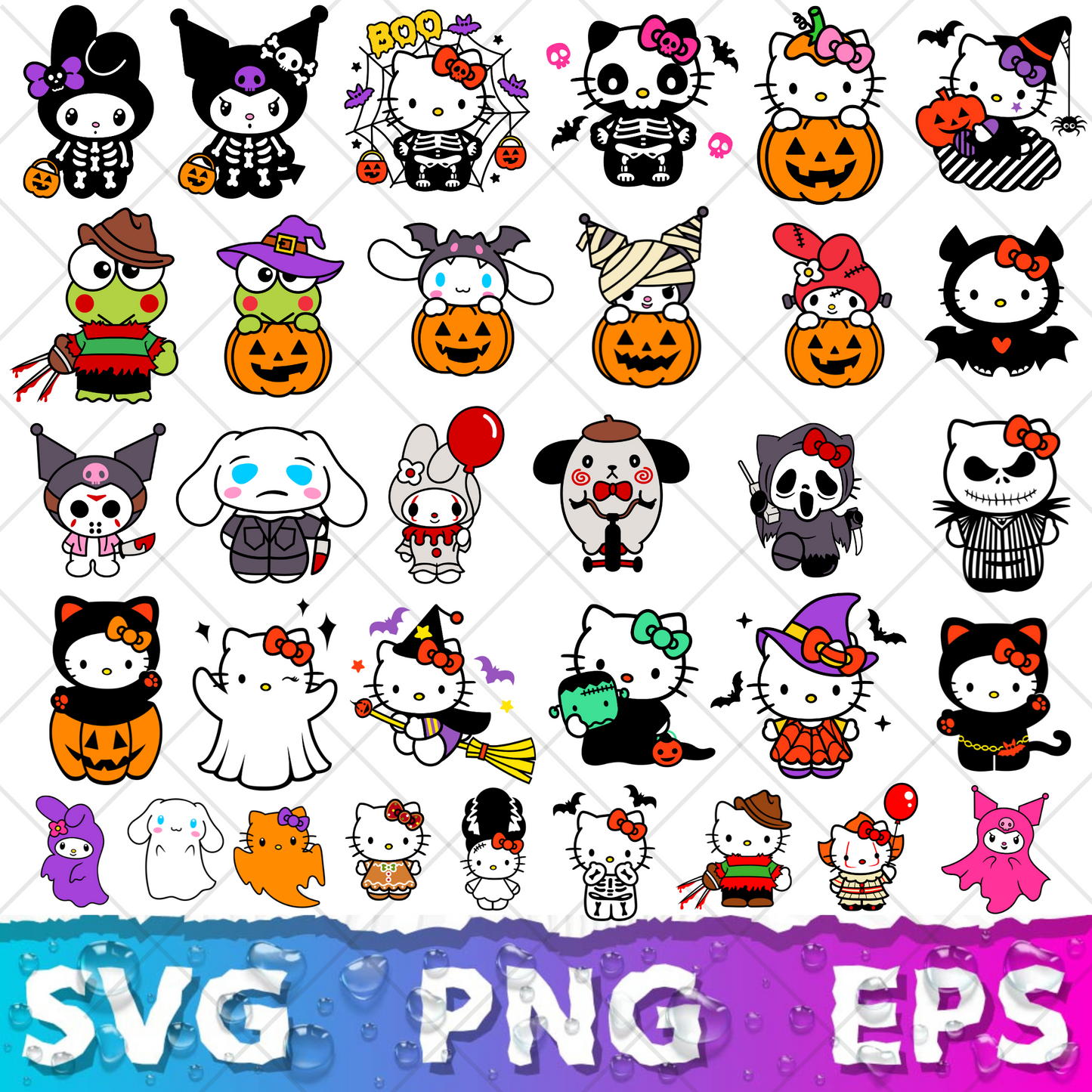 Hello Kitty Clipart Bundle, Hello Kitty SVG & PNG Files for Cricut / Silhouette