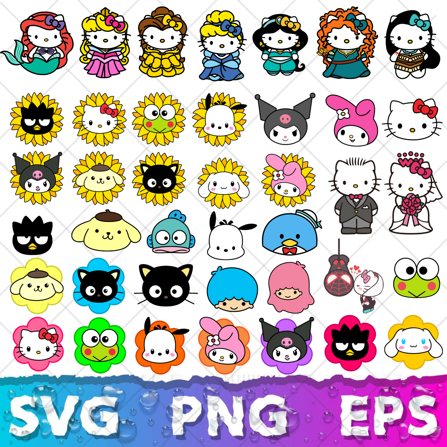 Hello Kitty Clipart Bundle, Hello Kitty SVG & PNG Files for Cricut / Silhouette