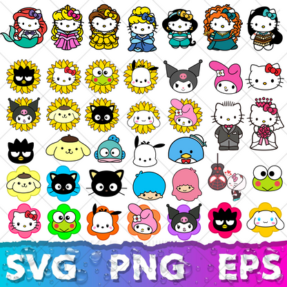 Hello Kitty Clipart Bundle, Hello Kitty SVG & PNG Files for Cricut / Silhouette