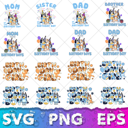 Bluey Clipart Bundle, 200 Bluey SVG & PNG Files for Cricut / Silhouette