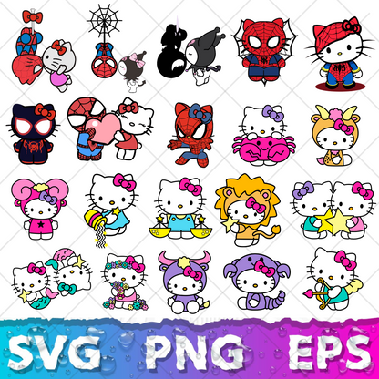 Hello Kitty Clipart Bundle, Hello Kitty SVG & PNG Files for Cricut / Silhouette
