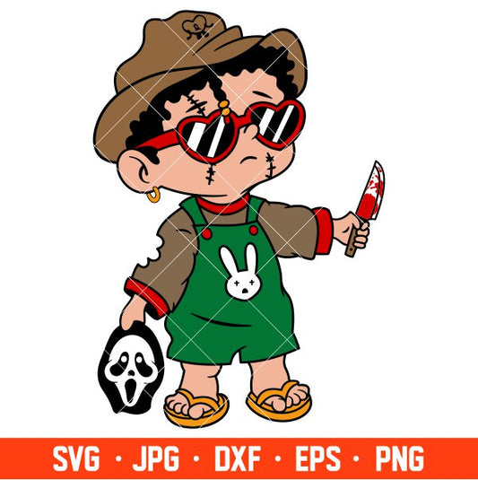 Baby Benito Halloween Svg, Bad Bunny Svg, Spooky Season Svg, Trick or Treat Svg, Cricut, Silhouette Vector Cut File