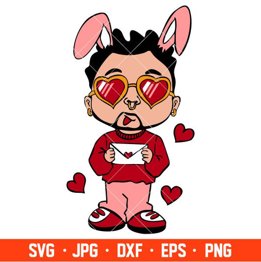 Bad Bunny Love Letter Svg, Bad Bunny Svg, Valentine’s Day Svg, Baby Benito Svg, Cricut, Silhouette Vector Cut File