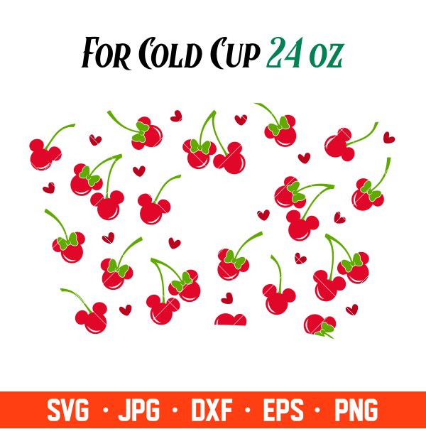 Cherry Mickey & Minnie Mouse Full Wrap Svg, Starbucks Svg, Coffee Ring Svg, Cold Cup Svg, Cricut, Silhouette Vector Cut File