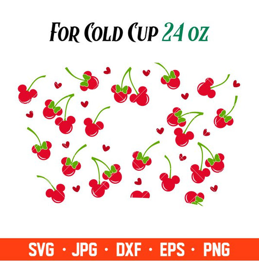 Cherry Mickey & Minnie Mouse Full Wrap Svg, Starbucks Svg, Coffee Ring Svg, Cold Cup Svg, Cricut, Silhouette Vector Cut File