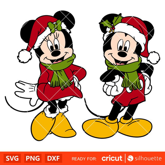 Christmas Mickey & Minnie Svg, Christmas Svg, Disney Christmas Svg, Santa Claus Svg, Cricut, Silhouette Vector Cut File