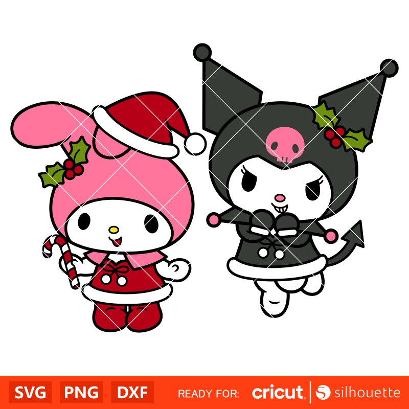 Christmas My Melody & Kuromi Bundle Svg, Christmas Svg, Disney Christmas Svg, Hello Kitty Svg, Cricut, Silhouette Vector Cut File