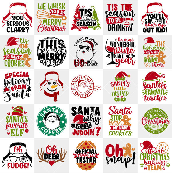 Christmas SVG Bundle, Merry Christmas Clipart, SVG & PNG Files for Cricut / Silhouette