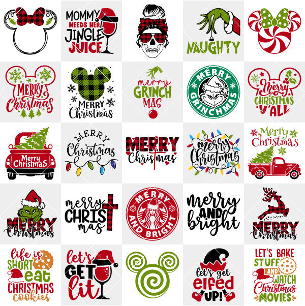 Christmas SVG Bundle, Merry Christmas Clipart, SVG & PNG Files for Cricut / Silhouette