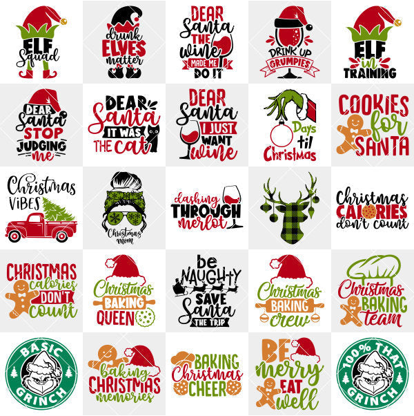 Christmas SVG Bundle, Merry Christmas Clipart, SVG & PNG Files for Cricut / Silhouette