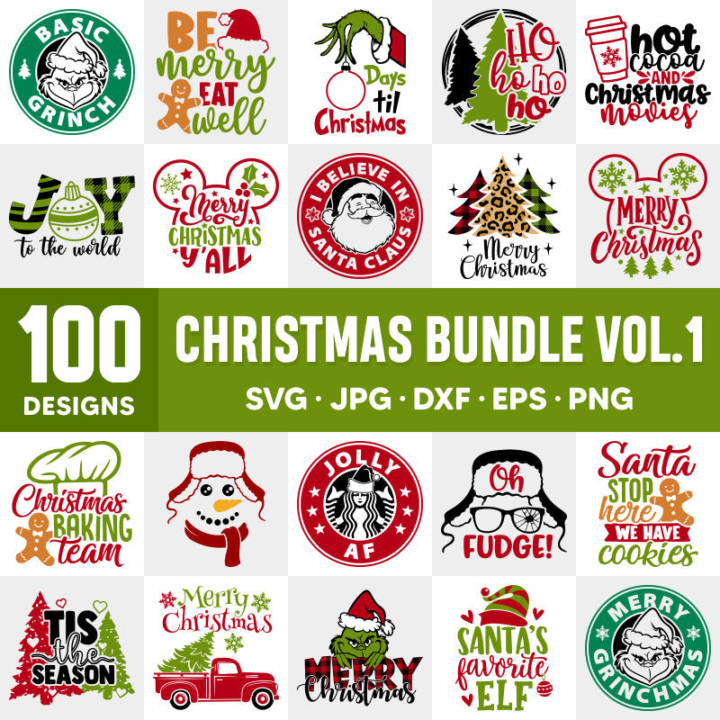 Christmas SVG Bundle, Merry Christmas Clipart, SVG & PNG Files for Cricut / Silhouette