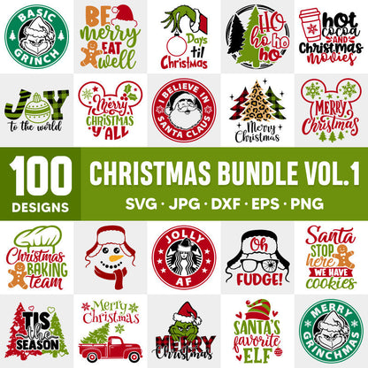 Christmas SVG Bundle, Merry Christmas Clipart, SVG & PNG Files for Cricut / Silhouette