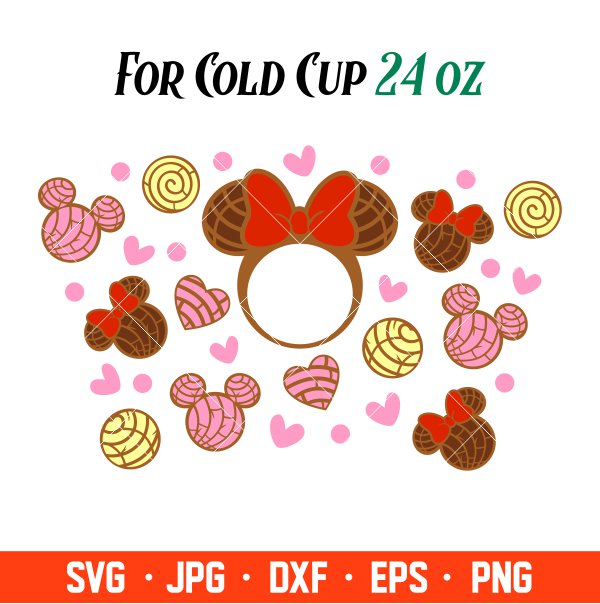 Concha Mickey & Minnie Mouse Full Wrap Svg, Starbucks Svg, Coffee Ring Svg, Cold Cup Svg, Cricut, Silhouette Vector Cut File