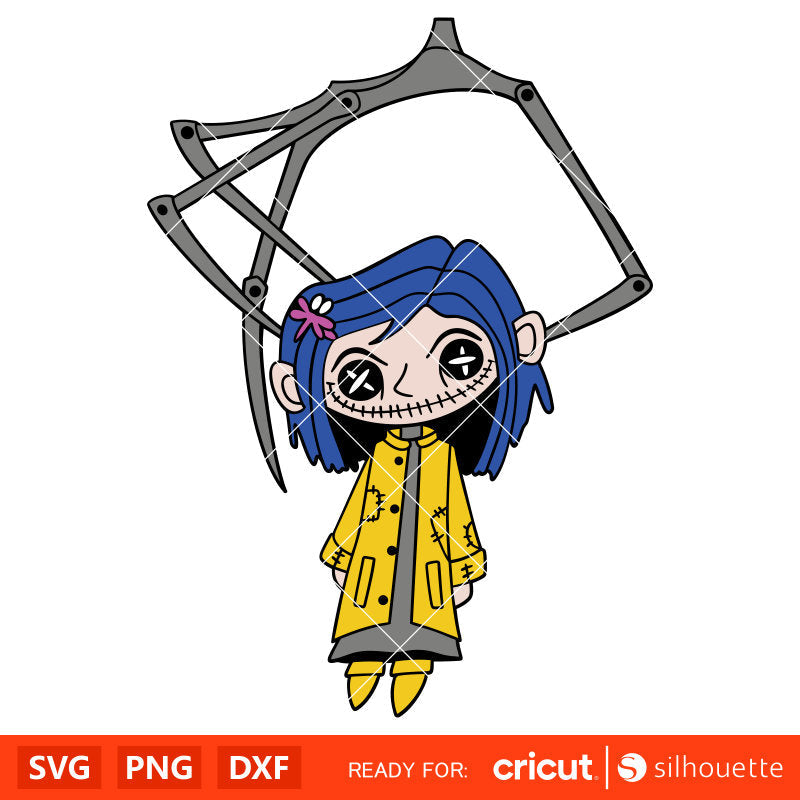 Coraline Svg, Coraline Button Eyes Svg, Halloween Svg, Horror Movie Svg, Cricut, Silhouette Vector Cut File