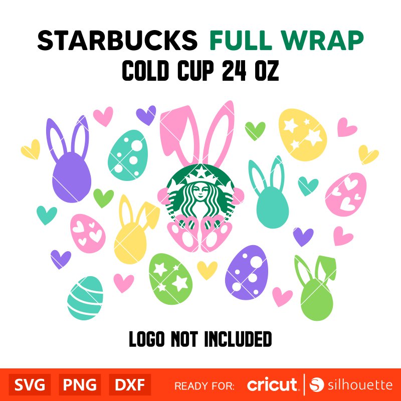 Cute Easter Bunny Full Wrap Svg, Starbucks Svg, Coffee Ring Svg, Cold Cup Svg, Cricut, Silhouette Vector Cut File