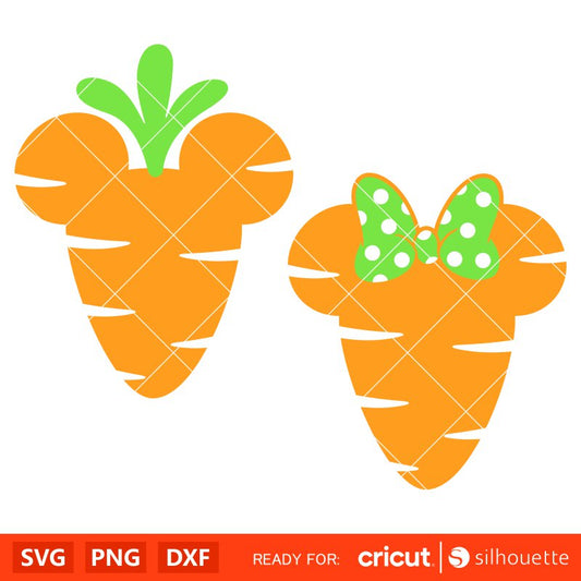 Easter Carrots Mickey & Minnie Svg, Happy Easter Svg, Easter Carrot Svg, Easter Decor Svg, Cricut, Silhouette Vector Cut File