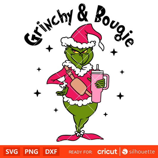 Grinchy & Bougie Svg, Christmas Svg, Merry Grinchmas Svg, Tumbler Grinch Svg, Cricut, Silhouette Vector Cut File